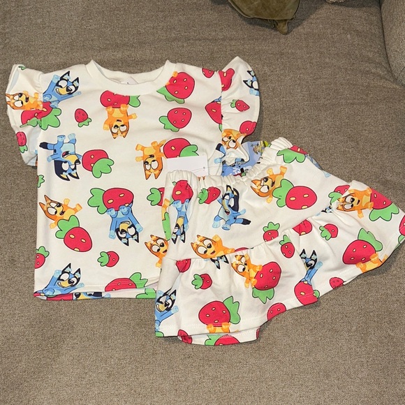 Bluey Other - Kids Bluey Print Matching Set - White and Red